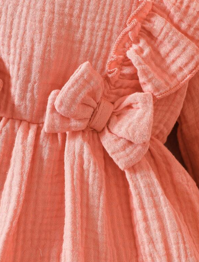 Vestido A-Line Naranja para Niñas con Volantes