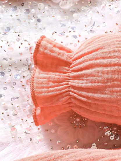 Vestido A-Line Naranja para Niñas con Volantes