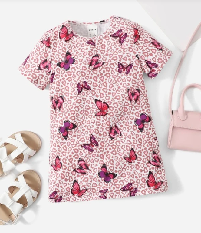 Vestido Infantil de Mariposas - Multicolor