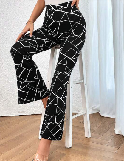 Pantalón Negro con Estampado Geométrico