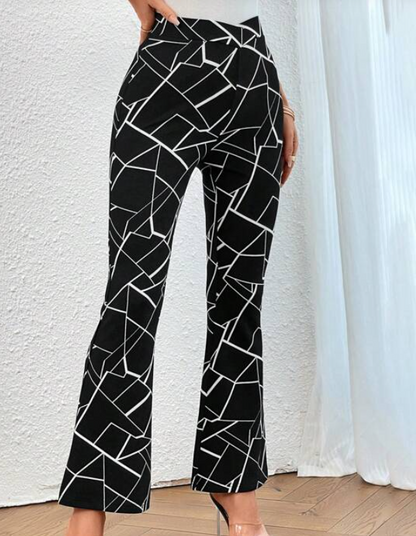 Pantalón Negro con Estampado Geométrico