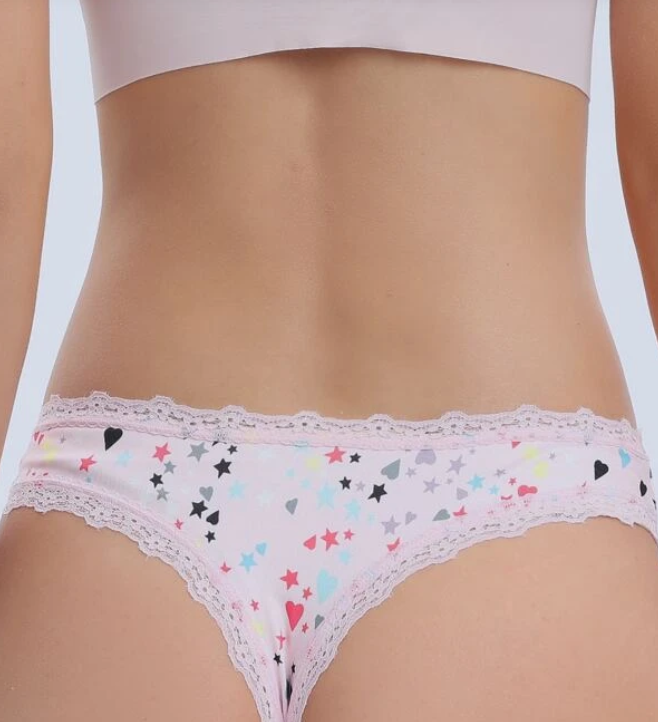 Tanga Rosa Pálido con Encaje en Contraste
