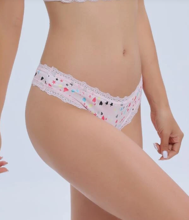 Tanga Rosa Pálido con Encaje en Contraste