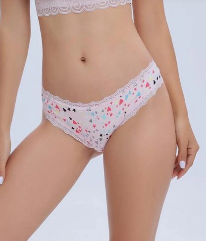 Tanga Rosa Pálido con Encaje en Contraste