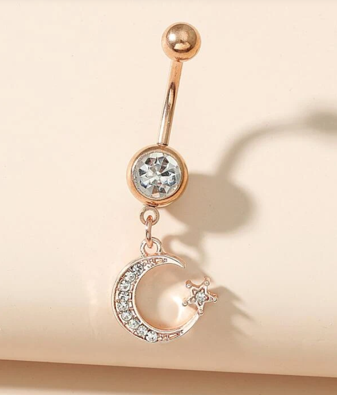 Piercing para Ombligo con Colgante Luna y Estrella