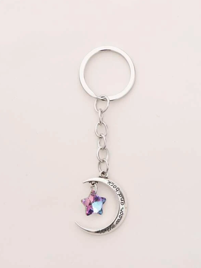 Llavero con Colgante de Luna y Estrella