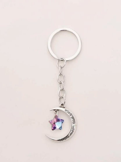 Llavero con Colgante de Luna y Estrella