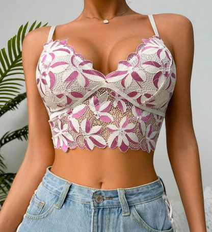 Top de Encaje con Bordados Florales