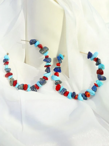 Pendientes Aro Multicolor con Piedras Naturales