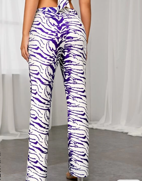 Pantalón de Pierna Recta con Estampado de Cebra