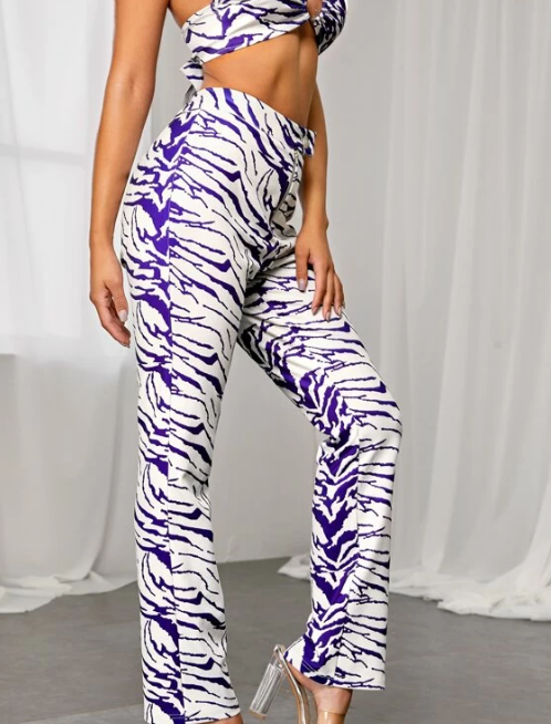 Pantalón de Pierna Recta con Estampado de Cebra