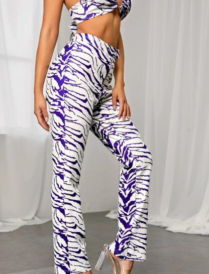 Pantalón de Pierna Recta con Estampado de Cebra