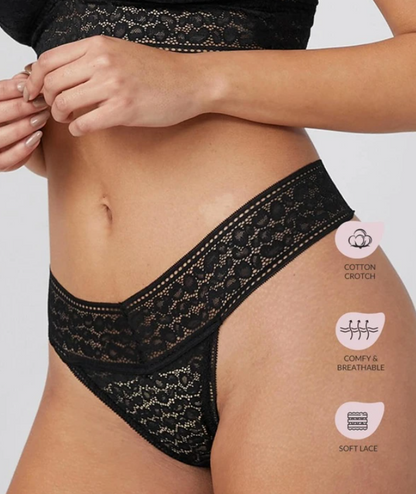 Tanga de Encaje - Negro