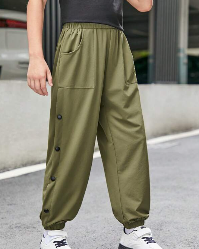 Jogger Casual con Detalles - Verde Militar