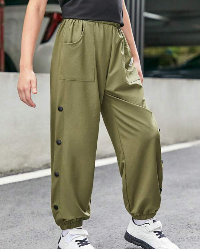 Jogger Casual con Detalles - Verde Militar