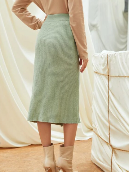 Falda Midi Verde Menta Envolvente