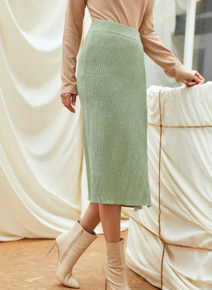 Falda Midi Verde Menta Envolvente