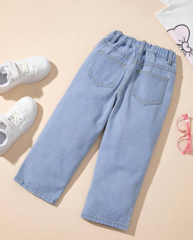 Pantalón de Mezclilla con Estampado de Mariposas
