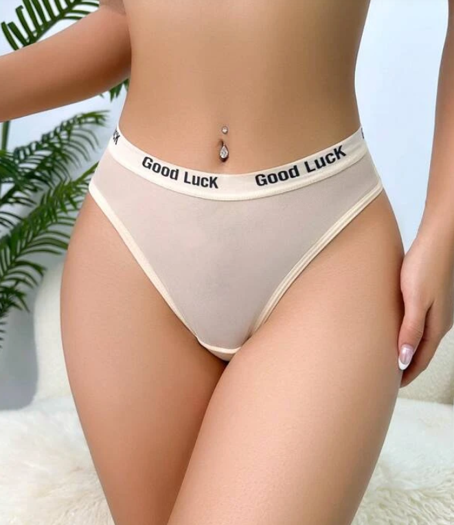 Tanga Color Albaricoque con Diseño Transparente