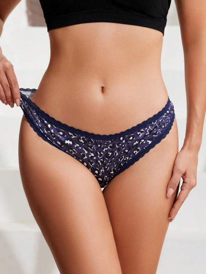 Tanga Azul Marino con Encaje Contraste