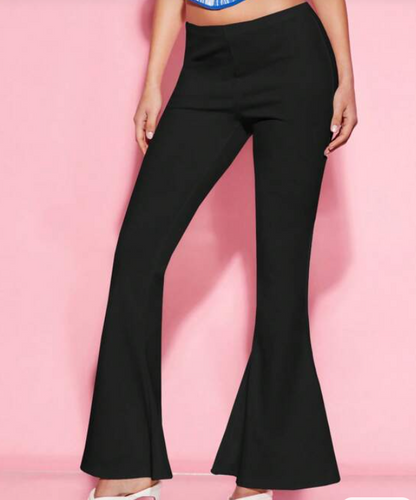 Pantalón Negro de Pierna Amplia con Estilo Elegante