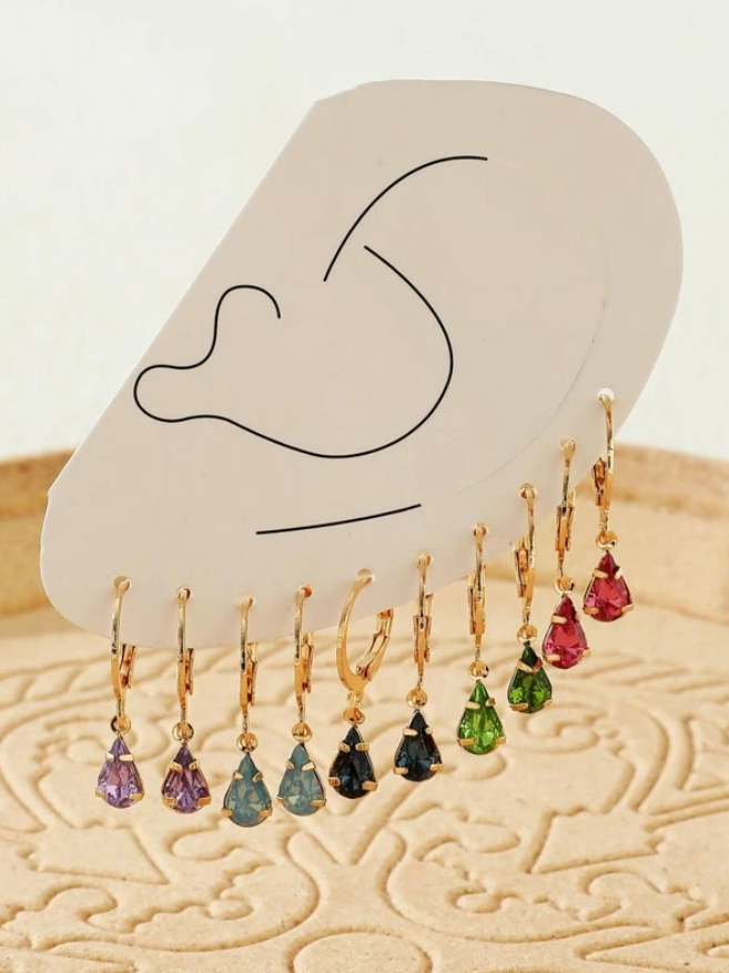 Aretes de Colores con Cristales de Vidrio
