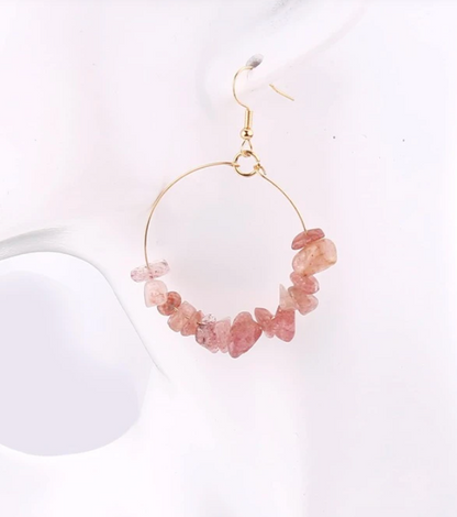 Pendientes de Aro con Piedras Naturales