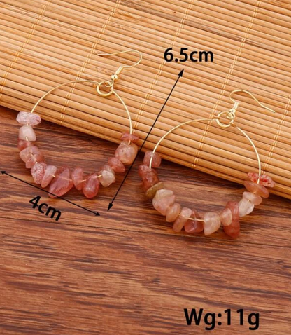 Pendientes de Aro con Piedras Naturales