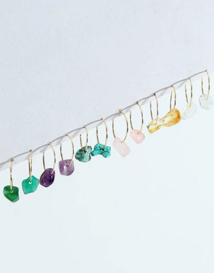 Pendientes de Aro con Estilo Geométrico y Piedras Multicolor