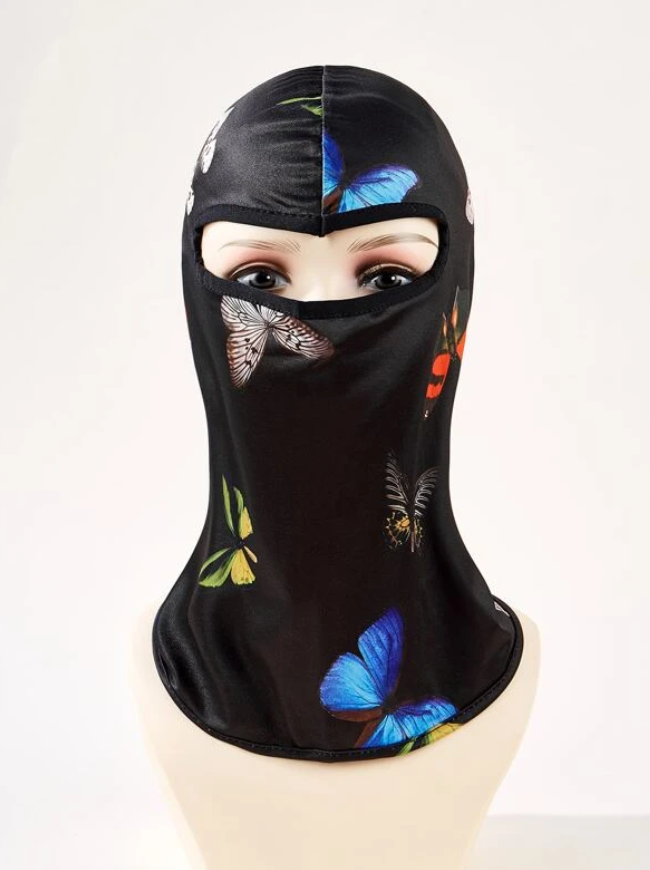 Pasamontañas con Diseño de Mariposas en Naranja y Negro