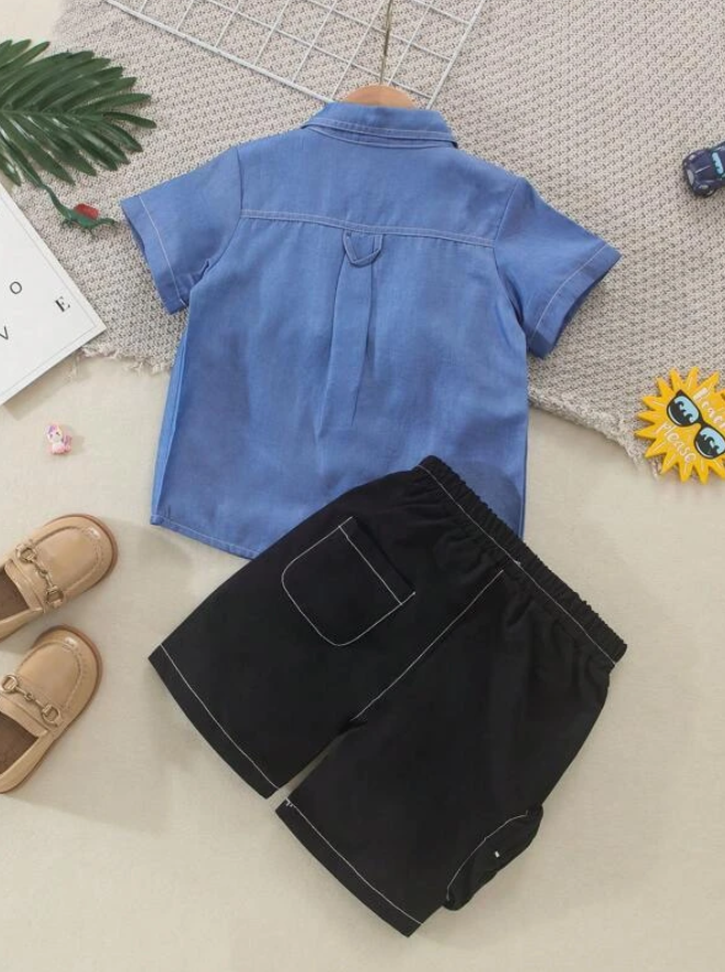 Conjunto Infantil de 3 Piezas - Camisa, Camiseta sin Mangas y Shorts