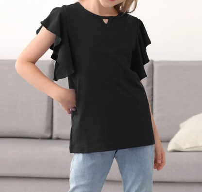 Blusa Infantil con Volantes en Mangas - Color Negro