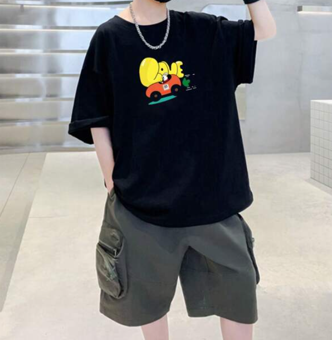 Camiseta Oversize con Estampado Divertido - Color Negro