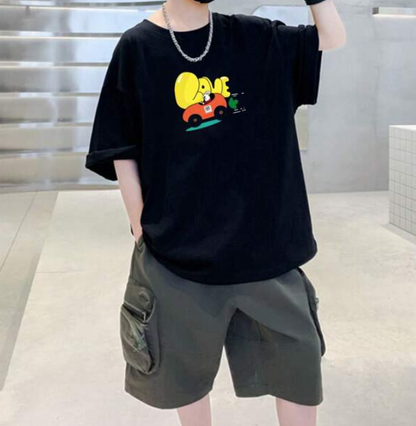 Camiseta Oversize con Estampado Divertido - Color Negro