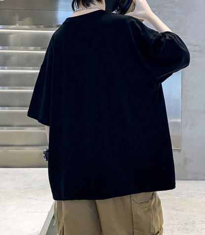 Camiseta Oversize con Estampado Divertido - Color Negro