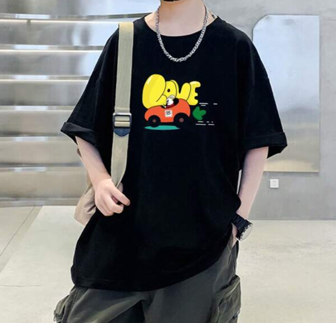 Camiseta Oversize con Estampado Divertido - Color Negro
