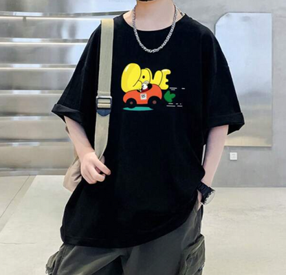Camiseta Oversize con Estampado Divertido - Color Negro