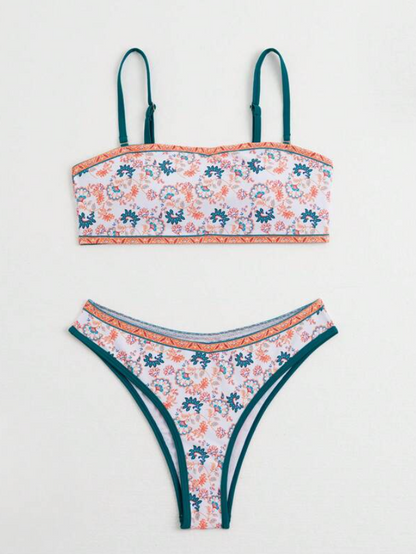 Bikini Floral de Tirantes Finos - Estilo Bohemio