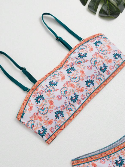 Bikini Floral de Tirantes Finos - Estilo Bohemio