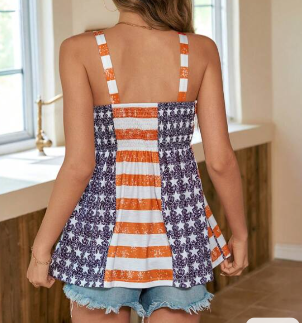 Blusa sin Mangas con Estampado de Bandera 🎽✨