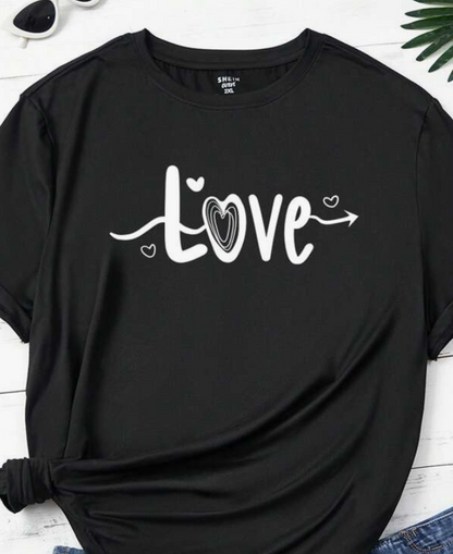 Camiseta Negra Casual con Estampado "Love" ❤️✨