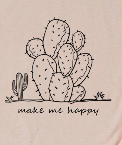 Camiseta Casual Rosa con Estampado de Cactus 🌵💖