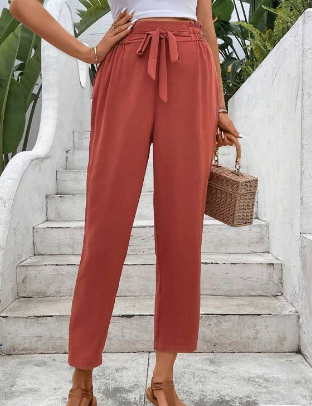 Pantalón Casual de Talle Alto con Lazo 🍂✨