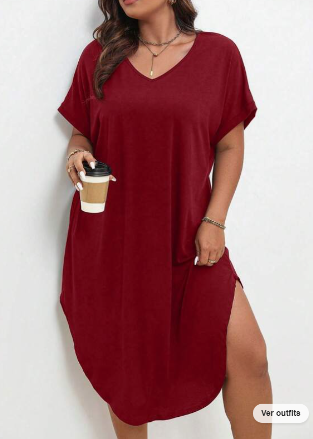 🍷 Vestido Burdeos Asimétrico – Estilo Casual y Relajado