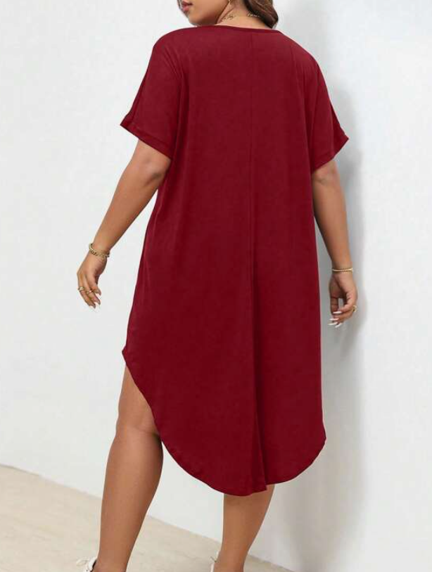 🍷 Vestido Burdeos Asimétrico – Estilo Casual y Relajado