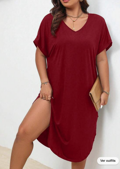 🍷 Vestido Burdeos Asimétrico – Estilo Casual y Relajado