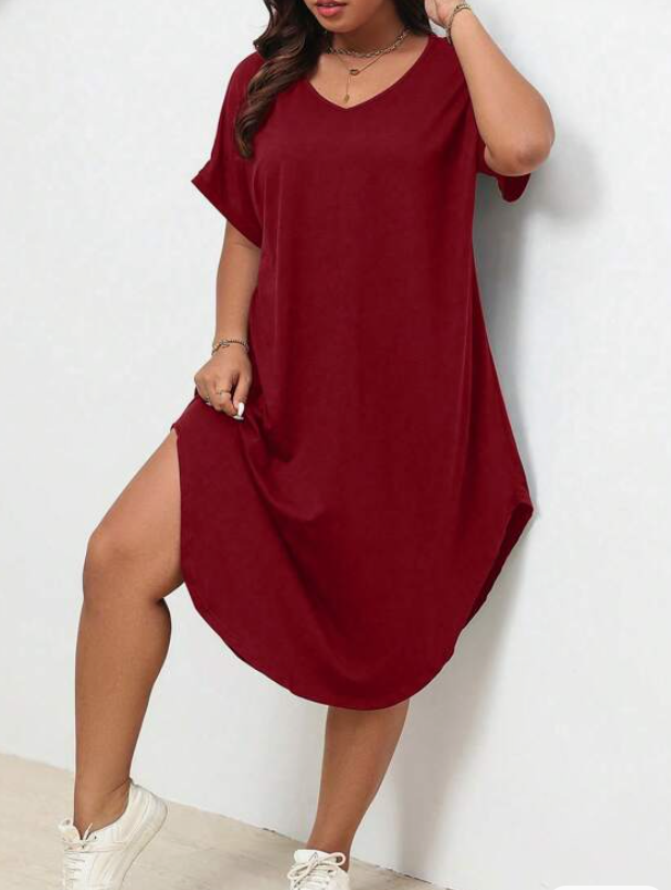 🍷 Vestido Burdeos Asimétrico – Estilo Casual y Relajado