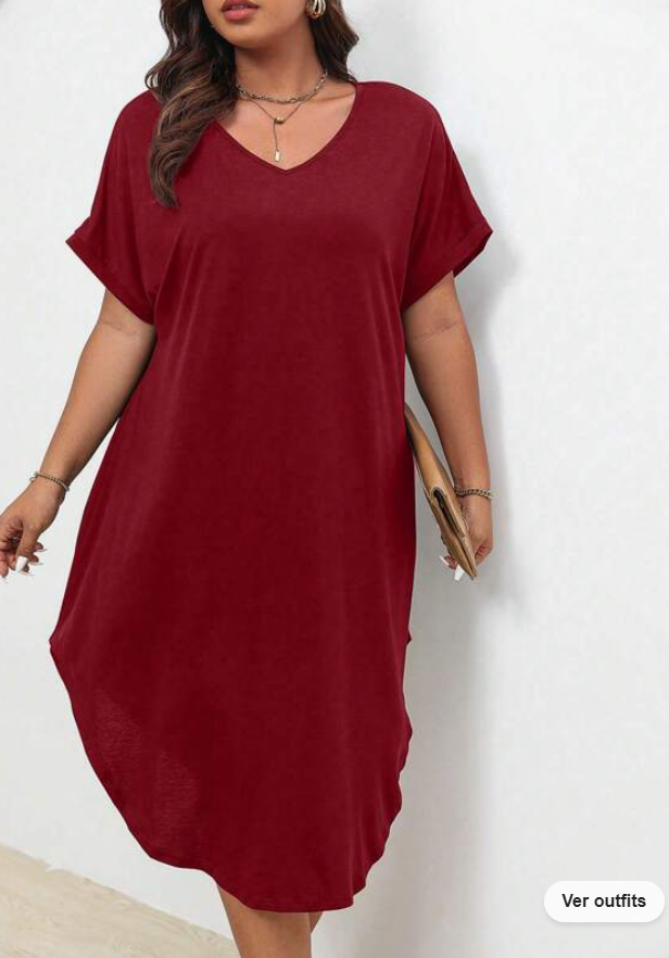 🍷 Vestido Burdeos Asimétrico – Estilo Casual y Relajado
