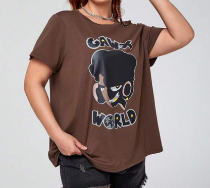 Camiseta Oversize Marrón con Estampado Urbano ✨