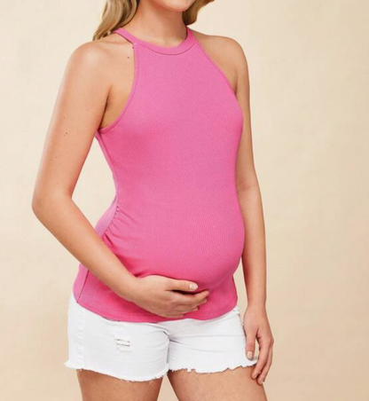Top de Maternidad Rosa con Escote Halter